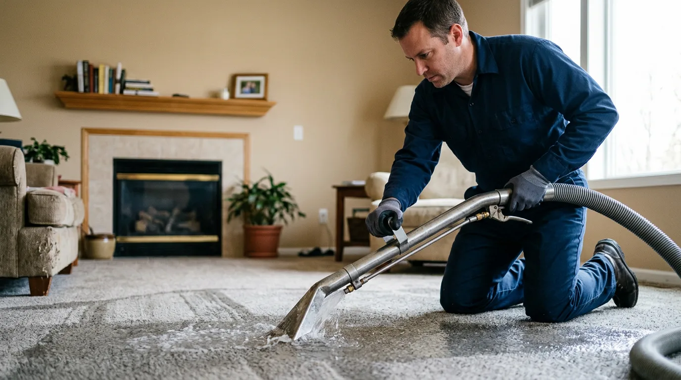 Water damage restoration technician working near Wheeler, IN
